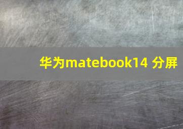 华为matebook14 分屏